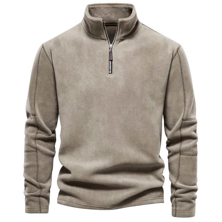Fleece pullover met opstaande kraag en lange mouwen