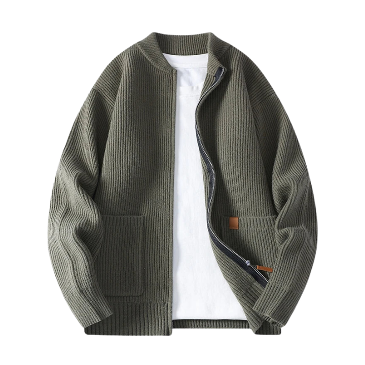 Gebreid jasje met ritssluiting en zijzakken