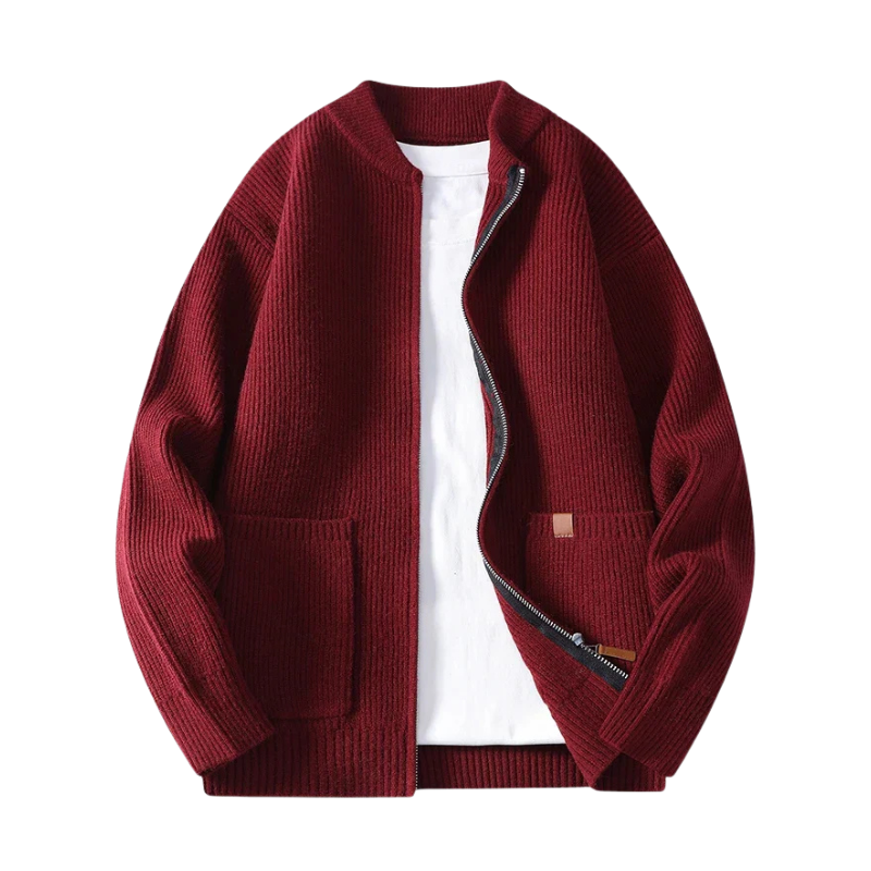 Gebreid jasje met ritssluiting en zijzakken