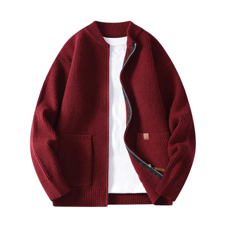 Gebreid jasje met ritssluiting en zijzakken