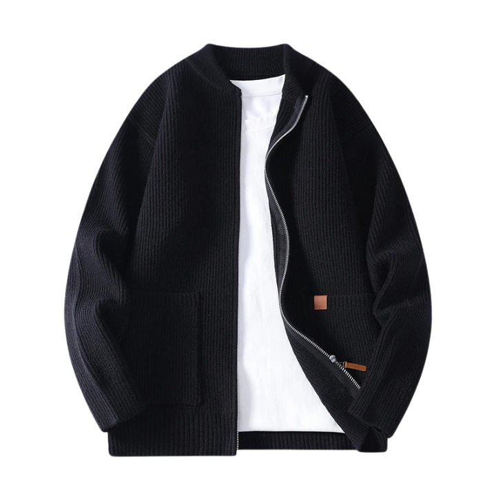 Gebreid jasje met ritssluiting en zijzakken