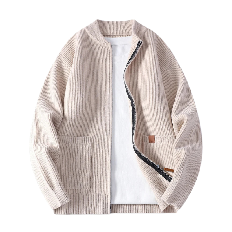 Gebreid jasje met ritssluiting en zijzakken