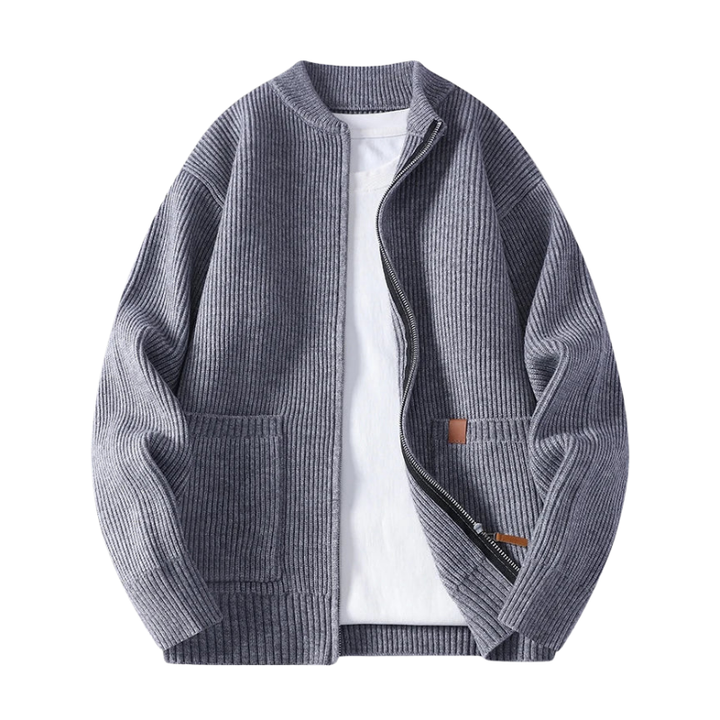 Gebreid jasje met ritssluiting en zijzakken