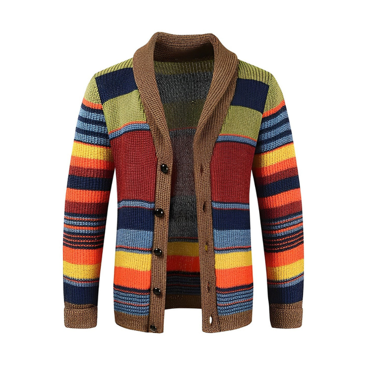 Gebreid vest met gestreept patroon en knoopsluiting