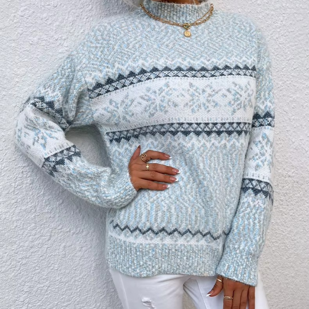 Gebreide dames coltrui met winterdessin