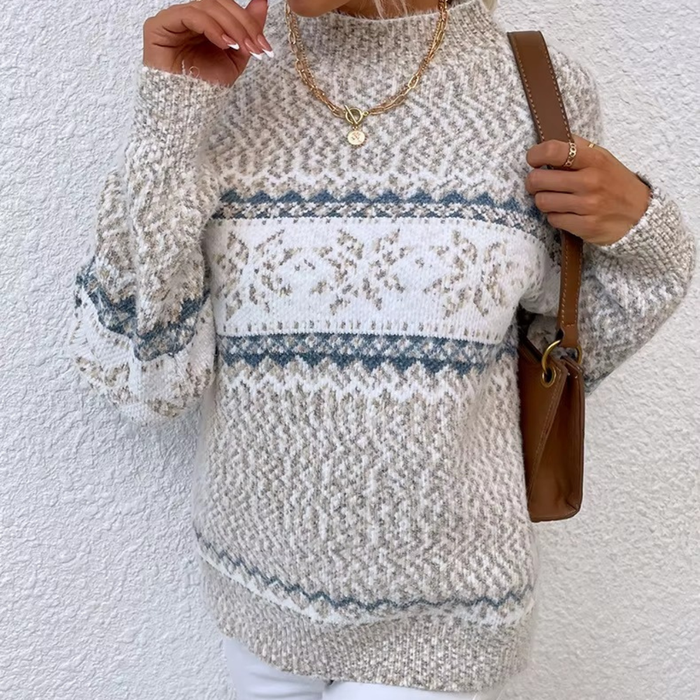 Gebreide dames coltrui met winterdessin