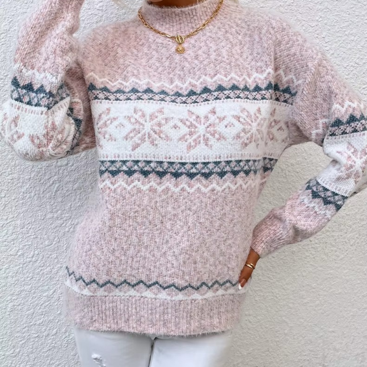 Gebreide dames coltrui met winterdessin