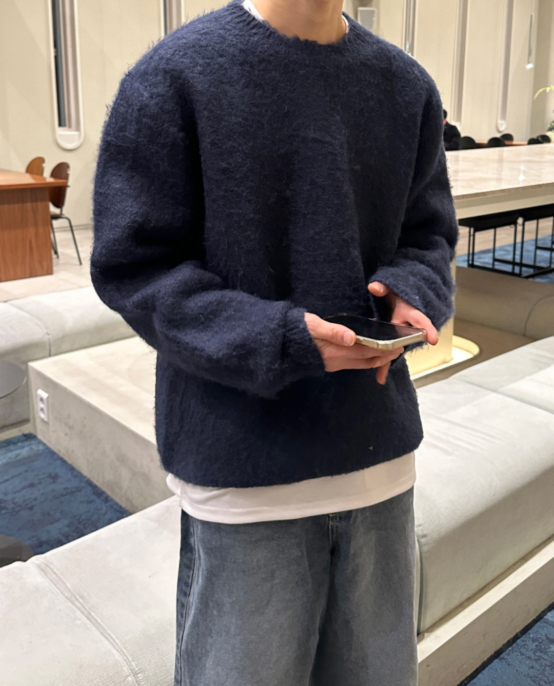 Gebreide ronde hals trui voor heren