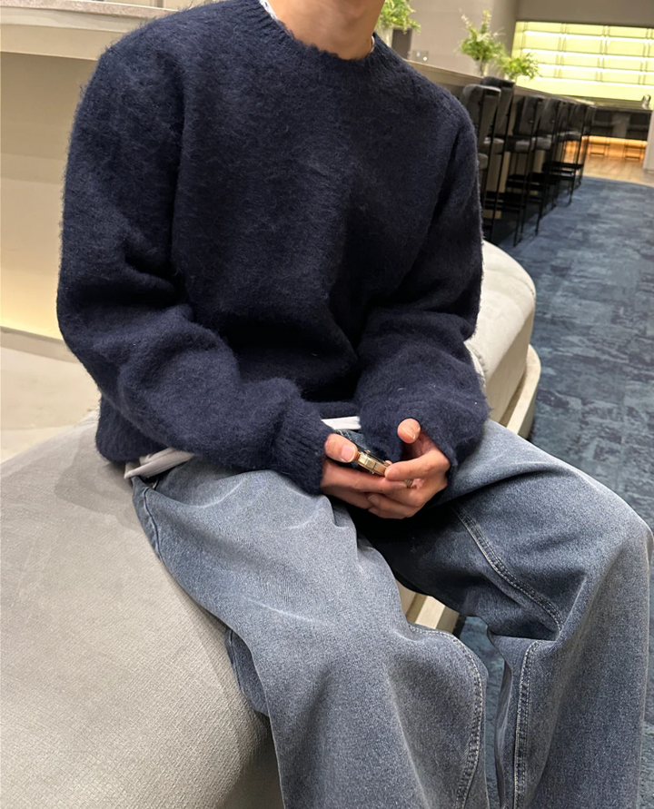 Gebreide ronde hals trui voor heren