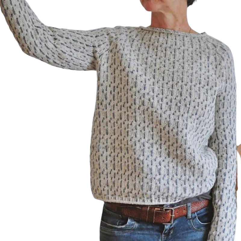 Gebreide trui met boothals en lange mouwen