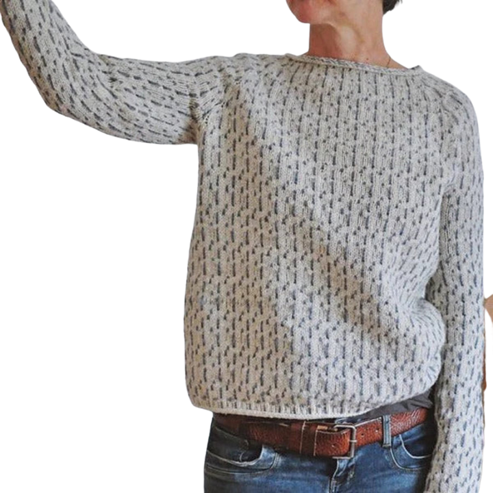 Gebreide trui met boothals en lange mouwen