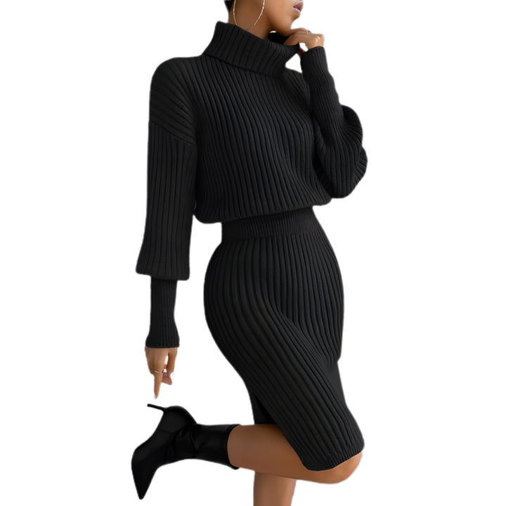 Gebreide dames jurk met col en rok