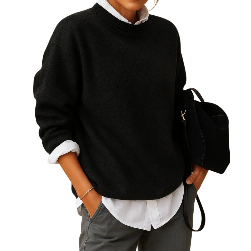 Gebreide Dames Trui met Ronde Hals en Lange Mouwen