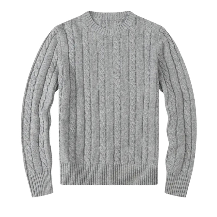 Gebreide trui met kabelpatroon en ronde hals