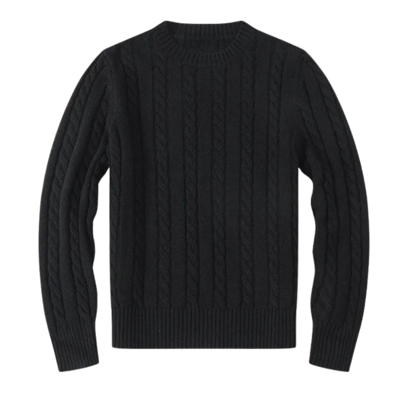 Gebreide trui met kabelpatroon en ronde hals