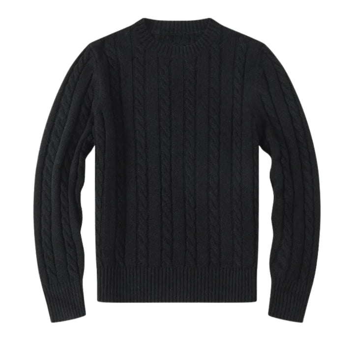 Gebreide trui met kabelpatroon en ronde hals