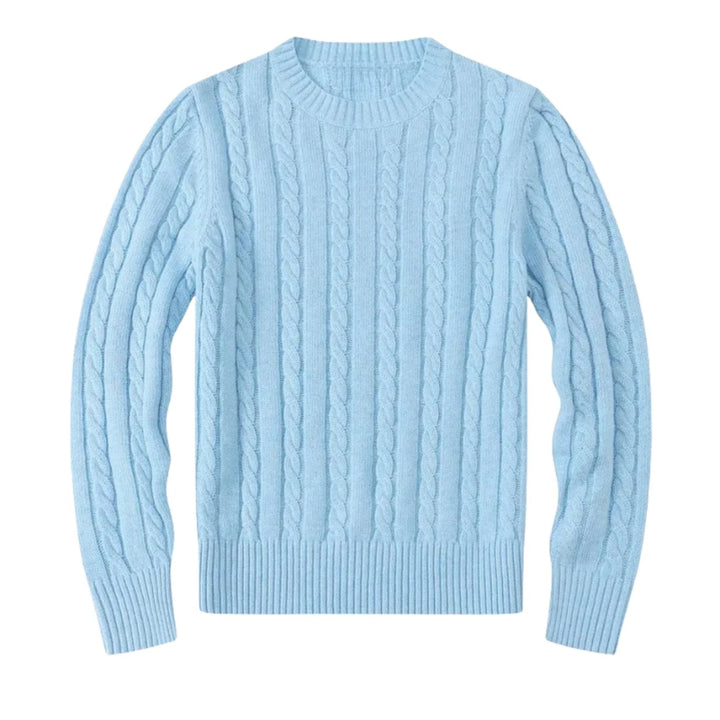 Gebreide trui met kabelpatroon en ronde hals