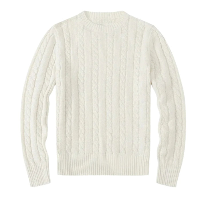 Gebreide trui met kabelpatroon en ronde hals
