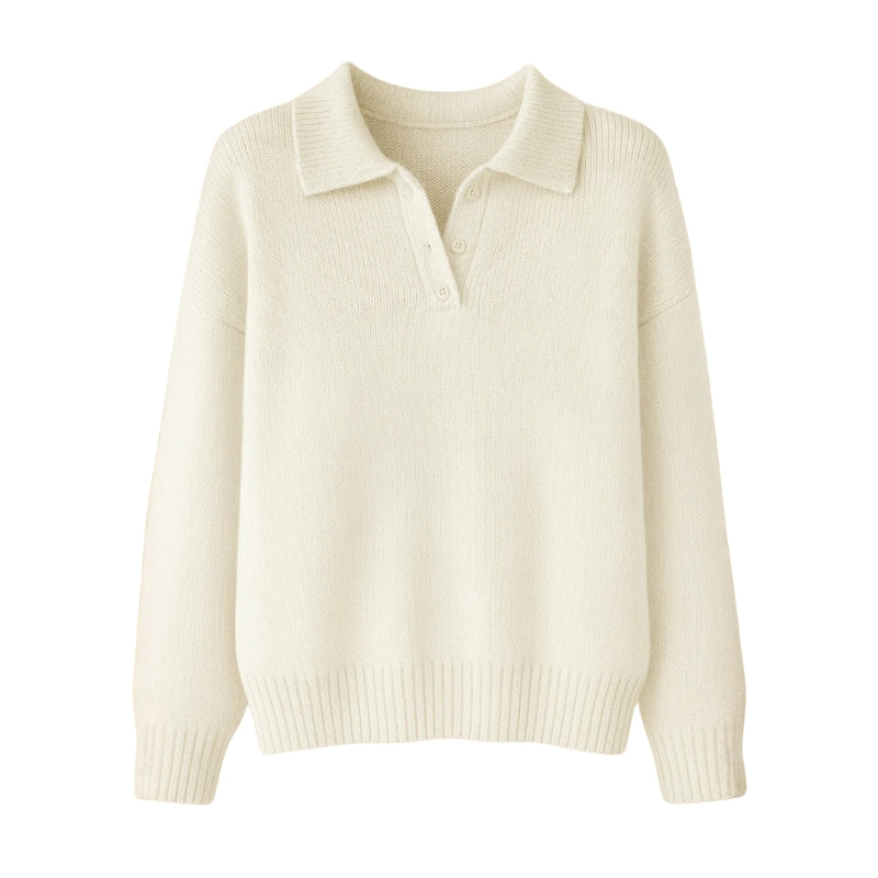 Gebreide damestrui met polokraag en knoopsluiting