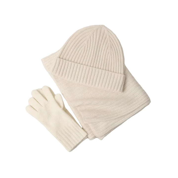 Geribde winterset met muts, sjaal en handschoenen