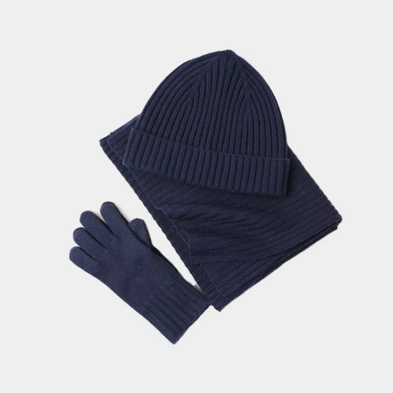 Geribde winterset met muts, sjaal en handschoenen
