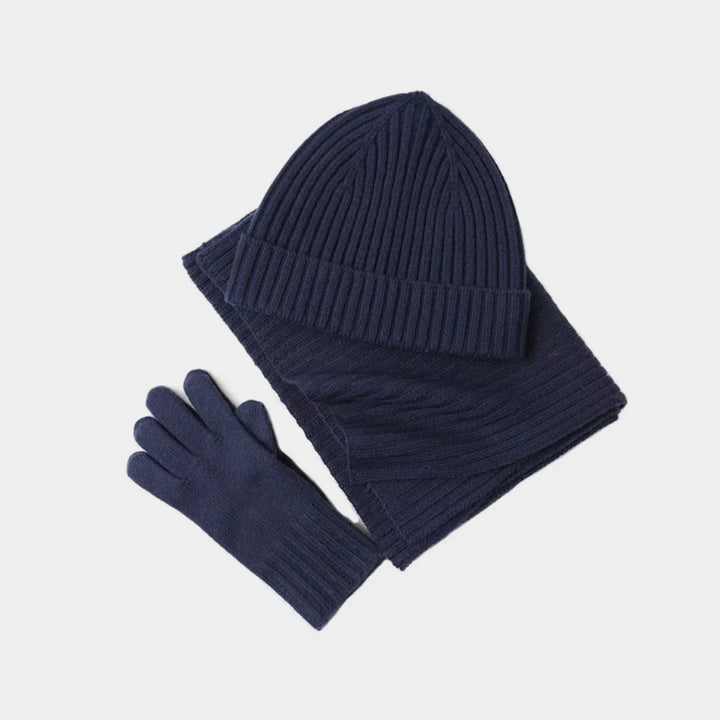 Geribde winterset met muts, sjaal en handschoenen