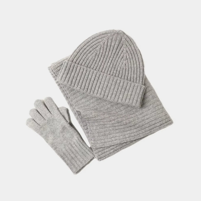 Geribde winterset met muts, sjaal en handschoenen