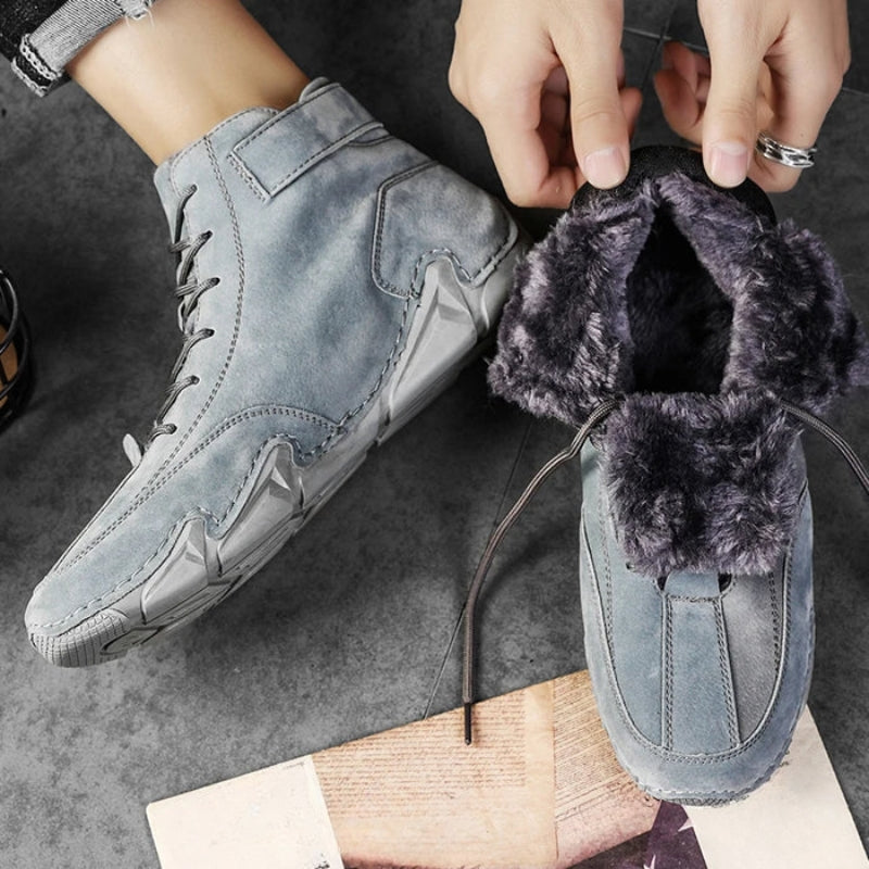 Gevoerde enkellaarzen met vetersluiting