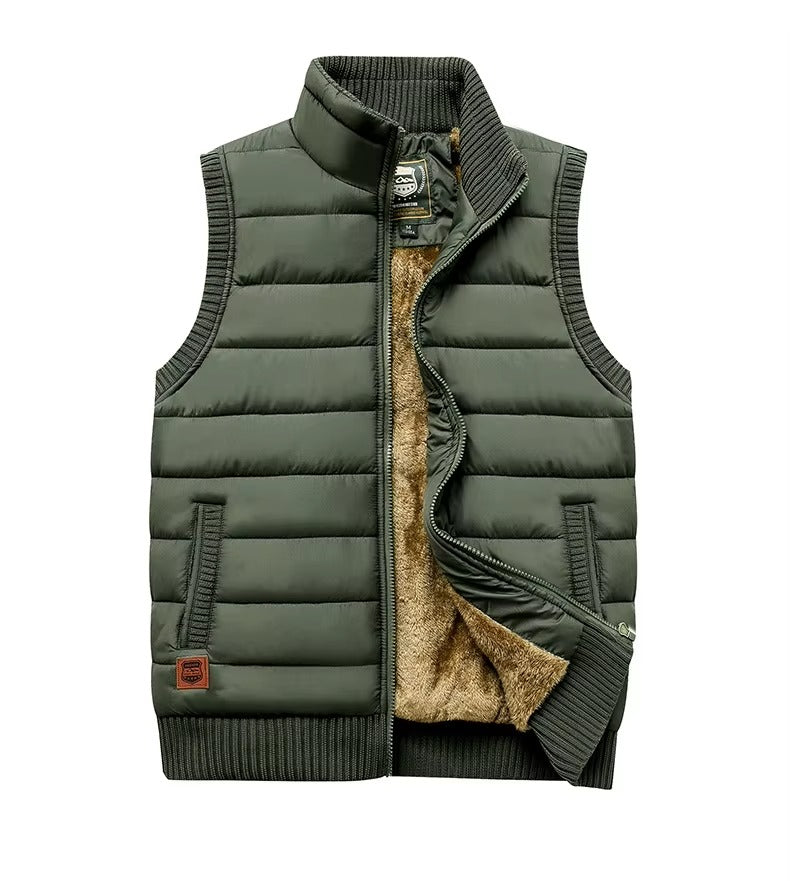 Gewatteerd herenvest met fleecevoering en rits