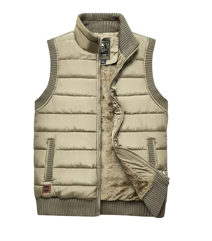 Gewatteerd herenvest met fleecevoering en rits