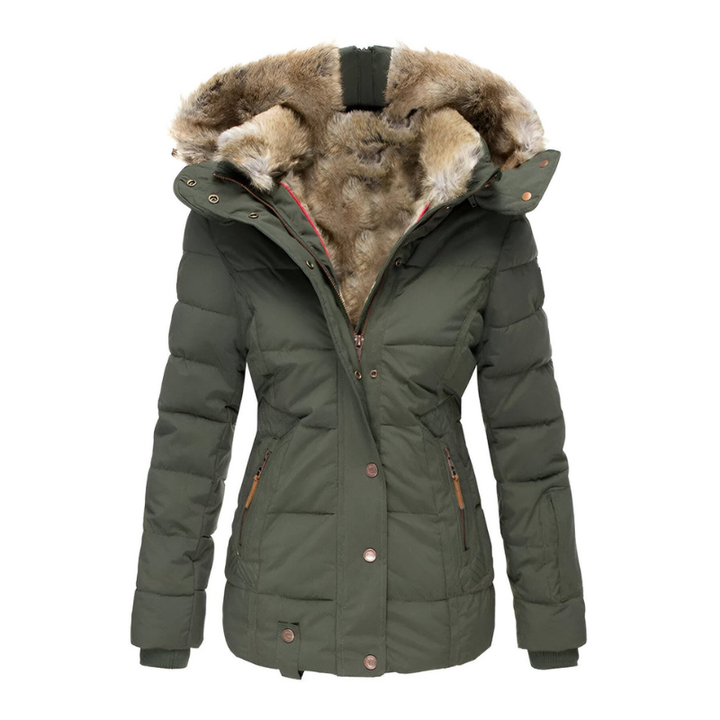 Gewatteerde jas met capuchon ontworpen voor koud weer