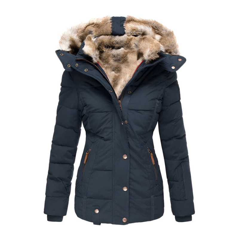 Gewatteerde jas met capuchon ontworpen voor koud weer