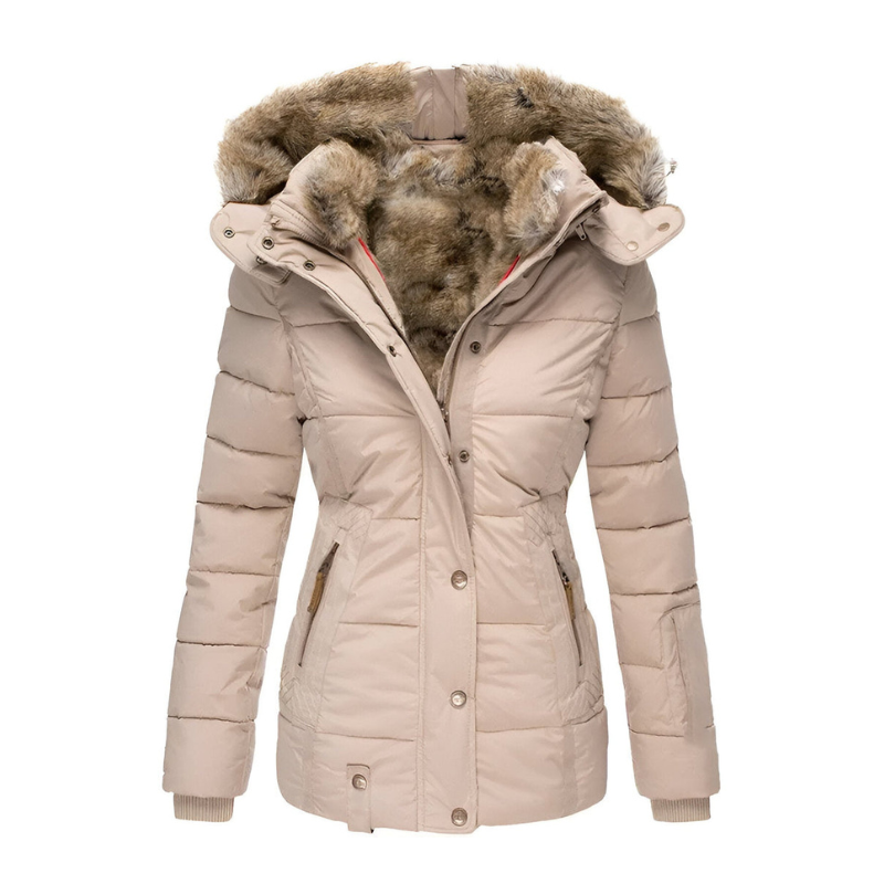 Gewatteerde jas met capuchon ontworpen voor koud weer