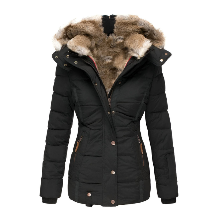 Gewatteerde jas met capuchon ontworpen voor koud weer