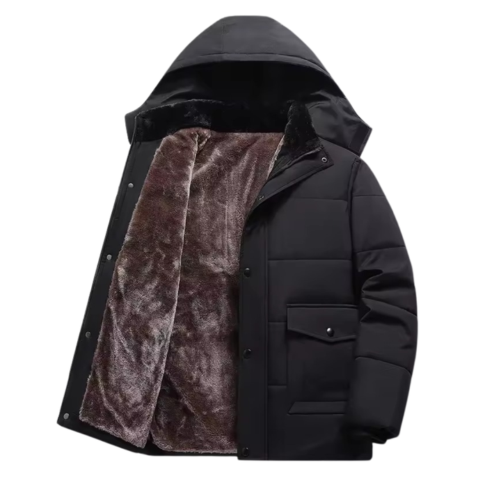 Gewatteerde winterjas met fleecevoering en knoopsluiting voor heren