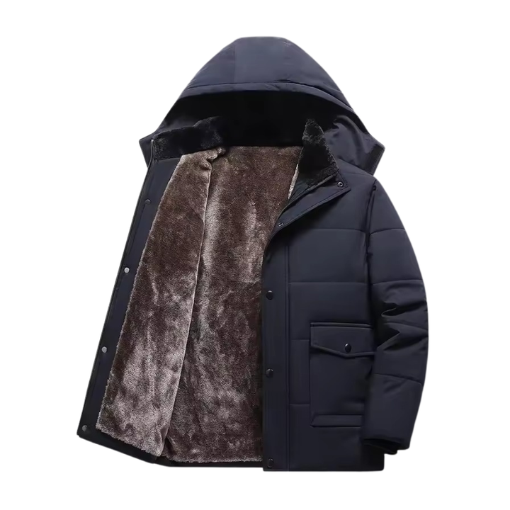Gewatteerde winterjas met fleecevoering en knoopsluiting voor heren