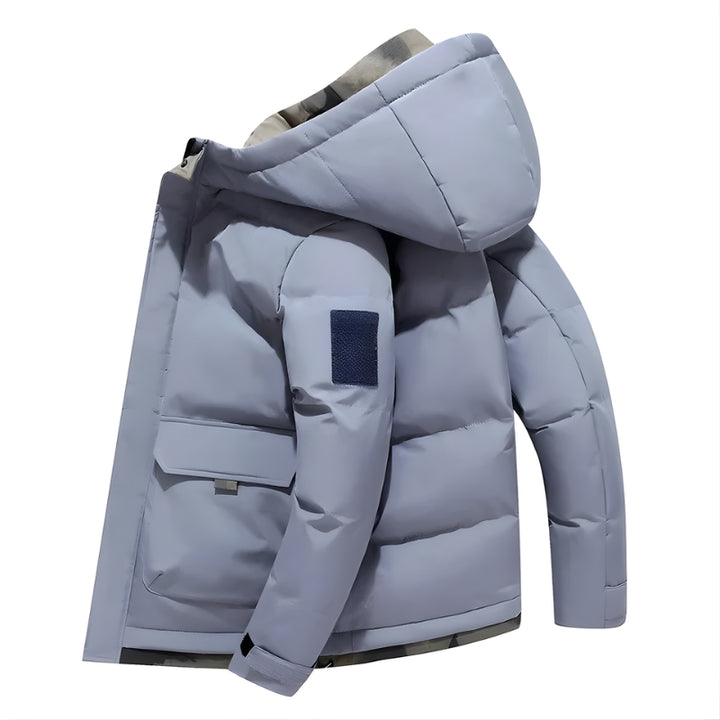 Gewatteerde herenjas met capuchon en zakken