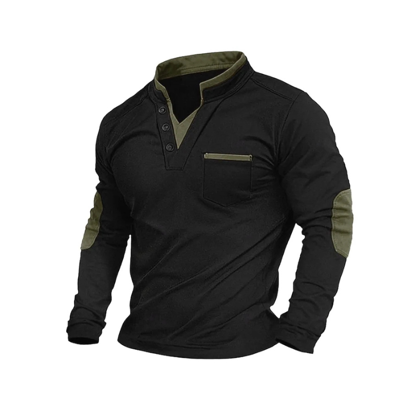 Henley shirt met knoopsluiting en details