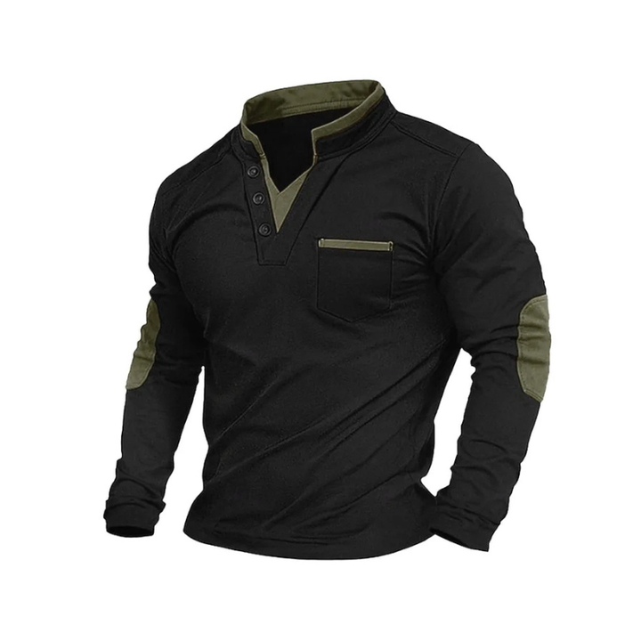 Henley shirt met knoopsluiting en details