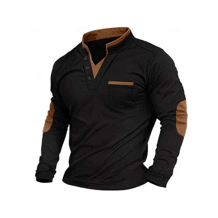 Henley shirt met knoopsluiting en details