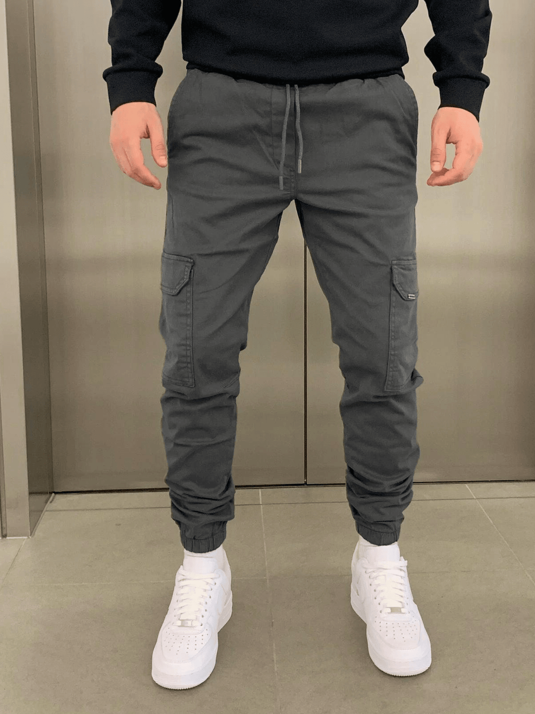 Heren cargo jogger broek met elastische taille