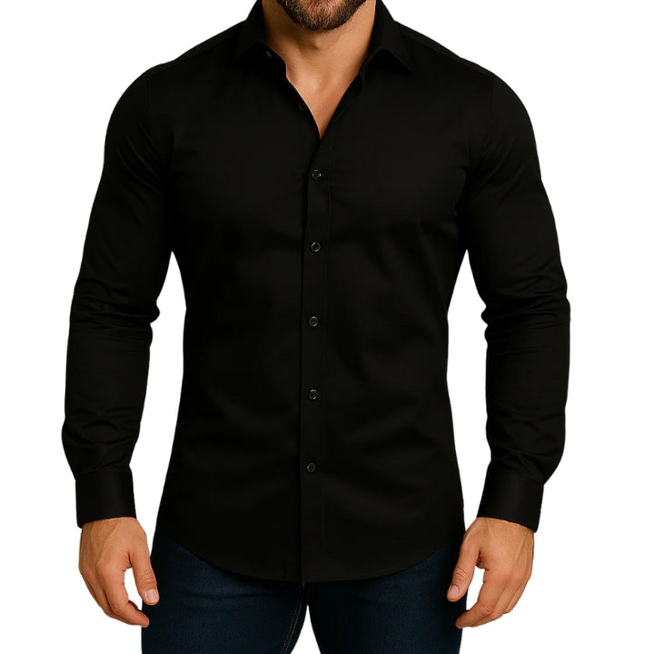 Heren overhemd met lange mouwen en knoopsluiting