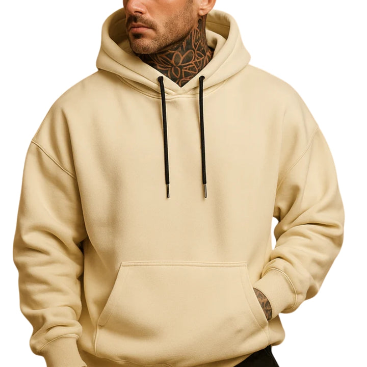 Heren trui met capuchon voorzak en trekkoord