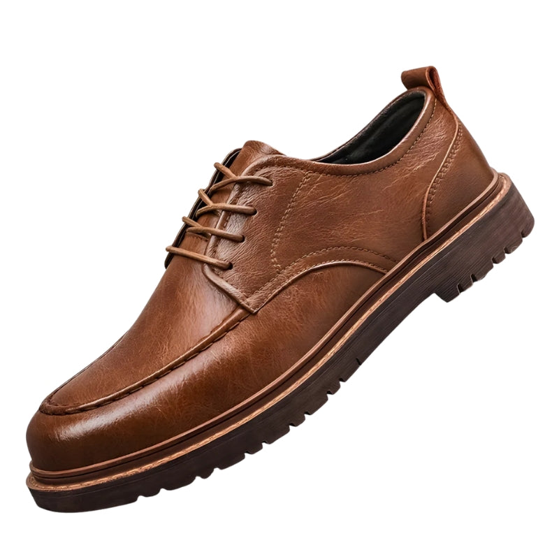 Heren veterschoenen met profielzool en stiksels