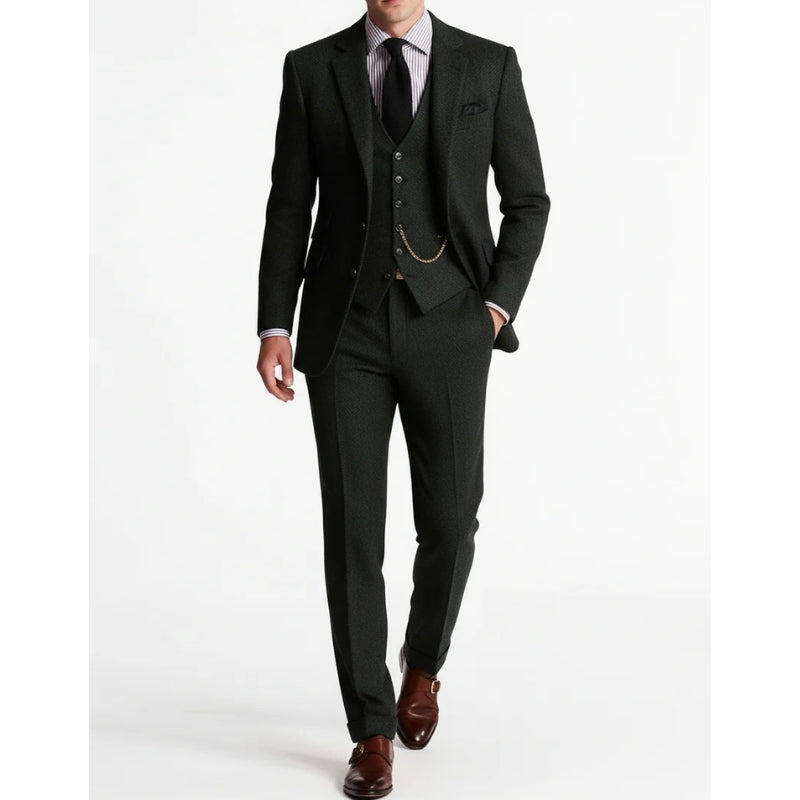 Heren driedelig pak met zakhorlogeketting