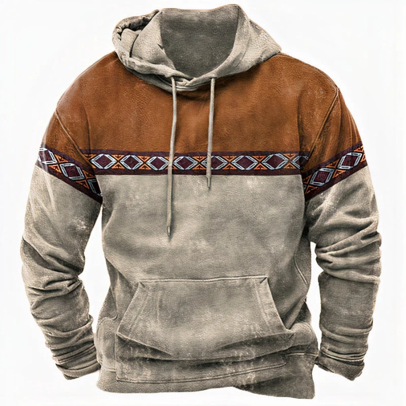 Heren hoodie capuchon kleurblok patroon kengoeroe