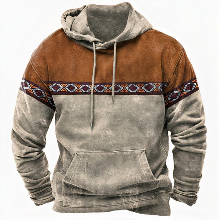 Heren hoodie capuchon kleurblok patroon kengoeroe