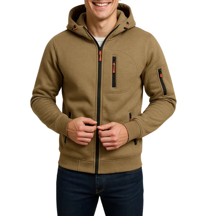 Heren capuchonvest met meerdere ritssluitingen