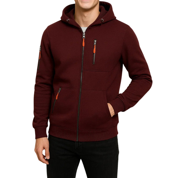 Heren capuchonvest met meerdere ritssluitingen