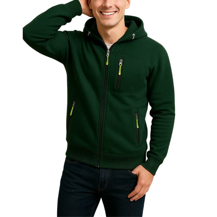 Heren capuchonvest met meerdere ritssluitingen